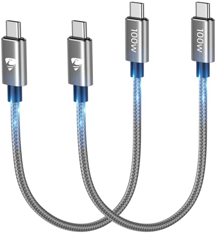 USB-C Ladekabel [2Stück 30CM] 100W/5A Kabel Kurz Schnellladekabel für iPhone 16 15 Pro Max, Samsung S24 S23 S22, iPad, MacBook Pro/Air, Pixel