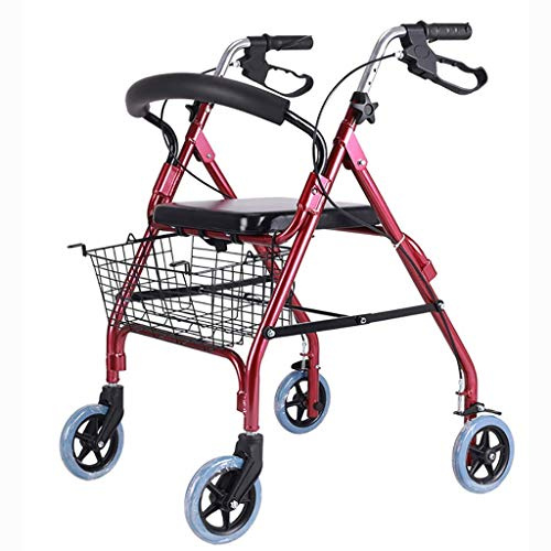 Rollstuhl-Gehhilfe, Rollator, Gehhilfe für Senioren, zusammenklappbar, unterstützte Gehhilfe mit Rad, mit Sitz, Vier-Eck-Wagen, rutschfester Gehstock mit hohem Ehrgeiz