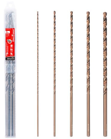 VALYRIANTOOL Cobalt Extra Long Drill Bits Set(5PCS), M35 High Speed Steel Extension Drill Bit, 12 Deep Hole Drilling for Stainless Steel, Plastic and Wood