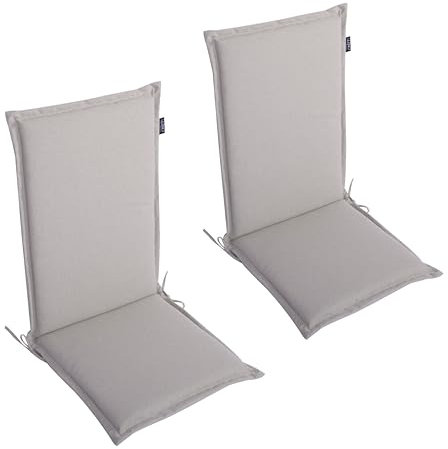 LILENO HOME Gartenstuhl Auflagen als [2er Set - Hochlehner] in Creme - Bequeme Liegen als Sitzauflagen für Gartenmöbel - Stuhlkissen für Gartenstühle und Klappstühle Malt