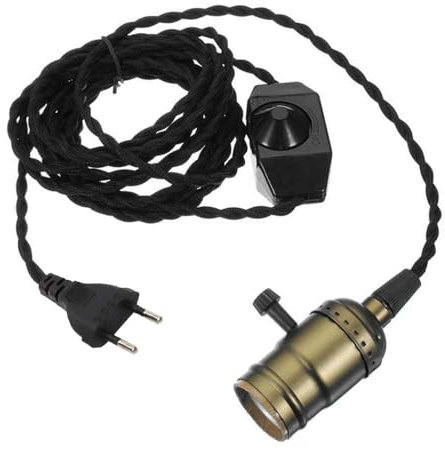 Einzelnes Vintage-Glühbirnenkabel, Edison-Sockel, Lampenstecker, Pendelleuchte mit Dimmer, E27-Lampenfassung mit Schalter, 4,5 m Stromkabel, EU-Stecker, E27-Sockel-Adapter für Küche, Wohnzimmer