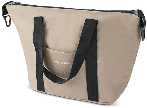 my junior® NOAX² Wickeltasche | praktische Tasche mit Schultergurt und Befestigungshaken am Griff für Deinen 2-in1-Kinderwagen NOAX² (Urban Beige)