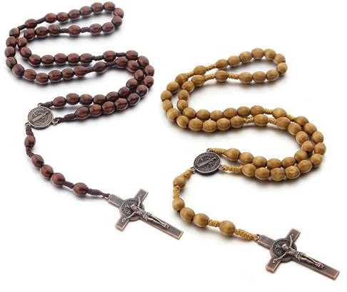 YUGUOLAN 2 Rosenkranze und Jesus-Kreuz-Kette für Katholische und Orthodoxe Christen - Gebetskette, Religiöse Kommunion, Taufe, Messe, Bibel