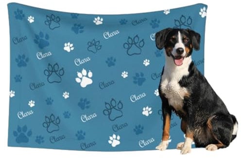 Naispanda Personalisierte Hundedecke Personalisierte Haustierdecke mit Namen, Personalisierte Geschenke für Welpen Hunde und Katzen individuelle Decke Geschenke für Haustierliebhaber