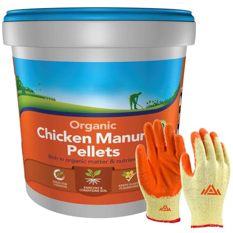 Perfectonish Chicken Manure Pellets 8kgs with Free Gloves – Organic Fertilizer for Garden Plants, Vegetables & Lawns