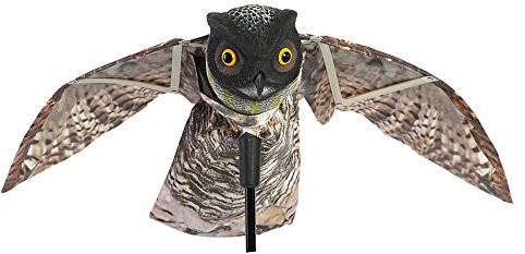 flexman Künstlicher Vogelscheuchen Köder mit Gehörnten Eulen, Vogelscheuchen Köder für Den Außenbereich, Eulen Köder mit Beweglichem Flügel, 99 X 66 cm, Eulen Ungeziefer Köder