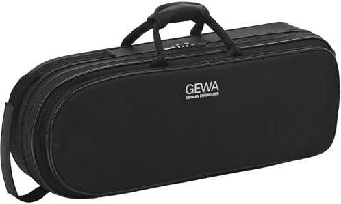 GEWA Trompetenkoffer für 1 Trompeten (Perinet oder Drehventil), Nylongewebe, Fiberglaskern, inkl. Rucksackriemen, individuell einstellbare Innenaustattung, Zubehör- und Notentasche, Schwarz