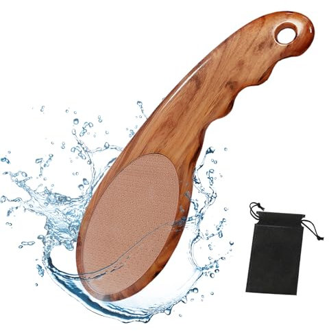 Nano-Glass Foot File Foot Callus Remover with Glass Etching Technology Portable Handheld Sized Foot Scraper for Cracked Heel for Wet and Dry Feet (Wood Color)