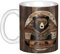 YYHHAOFA Taza rústica de cerámica con estampado de oso para capuchino, latte, cereales, yogur, leche, bebidas calientes o frías, horno de microondas