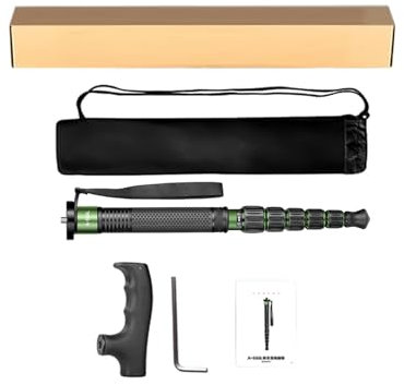 Monopod Aluminum -LEGROY -Kamera, 0,49 Kg Tragbarer Leichter Monopod -Trekking -Pole mit Wanderstock -Griff, Geeignet für DSLR -Kameras, Digitalkameras, Mobiltelefone (Green)
