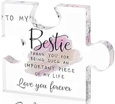 Friend Birthday for Women, Friendship for Women, Acrylic Puzzle Plaque Keepsake for Soul Sister Female Bestfriend Work Easter Birthdays Cool Desk Gadgets (White, 8.5X7X1cm)