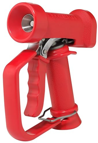 GEKA Profi-Reinigungspistole Heißwasser (rot, max. 24 bar, max. 95°, stufenlos verstellbar, G1/2 Gewinde, EPDM Ummantelung, Reinigung, Heißwasserstrahler, Industrie, Gewerbe) 23.1881.9