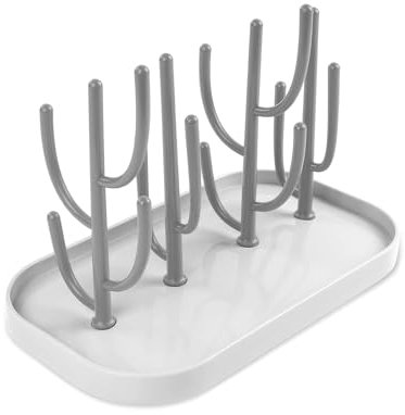 Zuvo Baby Bottle Drying Rack - Grey Bottle Drain Rack with Detachable Antler-Style Brackets - BPA-Free Bottle Holder for Teats, Cups & Baby Accessories – Compact and Easy to Clean