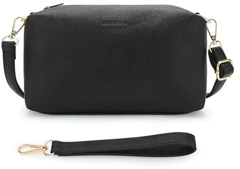 DOB SECHS Umhängetasche Damen, Klein PU-Leder Crossbody Bag Handytasche, Schultertasche mit Verstellbar Abnehmbar Schultergurte & Handgelenkband