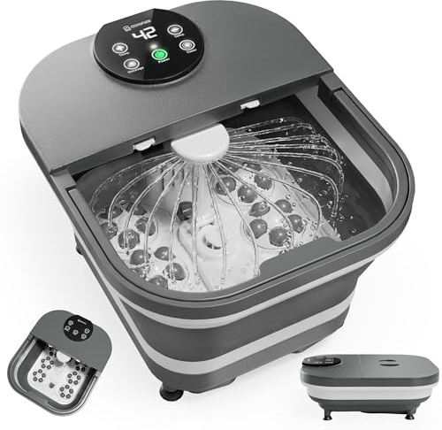 COMFIER Bain de Pieds Pliant Chauffant 2026, Massage Automatique, 30 Boules Massage Shiatsu, Douche, Contrôle Température, Anti-éclaboussures, Cadeau Femme & Homme