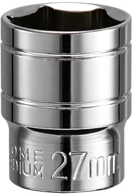 Youzzei 27mm 1/2 Inch Square Drive Socket, 6 Point Metric Socket, Polishing Chrom Vanadium Alloy Steel 27mm Sockets 1/2 Drive for Car Repair Mechanical Maintenance Home Use