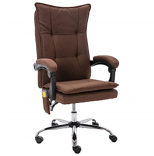 QJBSAVVA Massage-Bürostuhl Braun 64x68x113-120 cm ergonomischer Chefsessel mit Heizfunktion und Liegefunktion bis 150° neigbar für Home Office Gaming Schreibtisch und Schlafzimmer