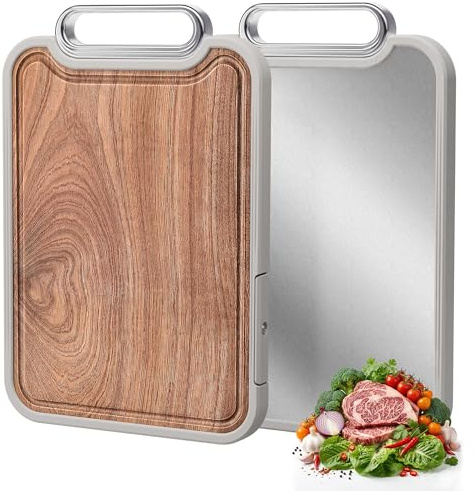 ROTTOGOON Chopping Board Wood & Stainless Steel 2 in 1 Cutting Boards