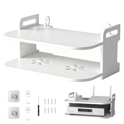 runyuanshuo Soporte Router Pared, Router Rack, Caja Routers Pared, Soporte RouterPared con Diseño Ventilado Estante de Pareds Blanco 30x19x15 Cm