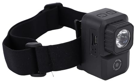 Depisuta Head Mounted Camera, 1080P LED Headlamp Wearable Body Video Camera with Elastic Headband, Head Mounted Action Cameras, Sports Cameras for Night Outdoor Sport