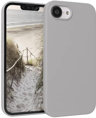 EAZY CASE Premium Silikon Hülle für iPhone 16e - Handyhülle, Stoßfest, Schutzhülle mit Kameraschutz, Kratzfester weicher Mikrofaser-Innenfutter, Slim Liquid Silikon Cover Case Bumper - Hellgrau Grau