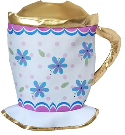 Yunmeryker Tea Cup Costume Adult, Funny Fancy Dress for Halloween Party, Themed Event Novelty Outfit, Multi-Color Polyester Food Costume