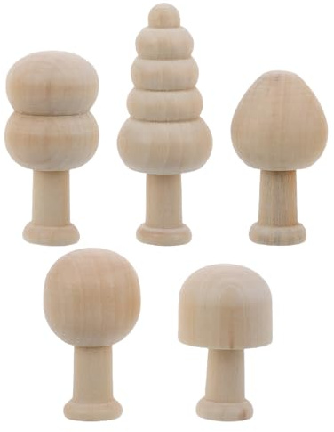 Operitacx 1ensemble Set de Figurines Bois Non Finies Champignons et Arbres pour Peinture DIY Décorations Créatives Jouets Bois à Peindre pour Amateurs Art et Bricolage