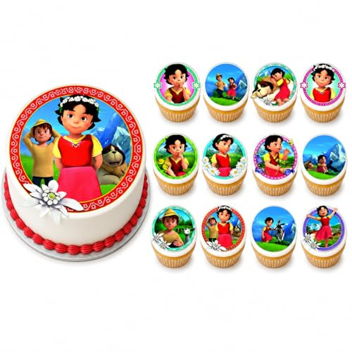 Tortenaufleger + 12 Muffinaufleger Heidi 9+20 essbares Tortenbild