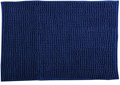 MSV Badteppich Badvorleger Duschvorleger Chenille Hochflor Badematte 60x90 cm – Blau