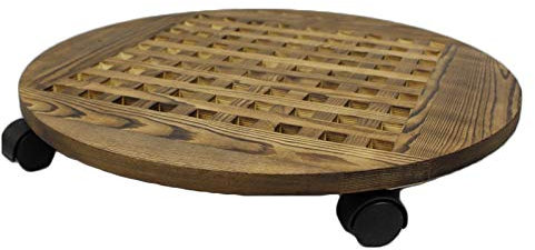 Transportadores de Macetas, Base con Ruedas para Macetas, Soporte para Macetas con Ruedas Redondo, Soporte para Macetas Interior Madera, Base con Ruedas Carga Pesada, Brown, 50
