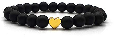 KARDINAL WEIST Herz Onyx Armband, Edelstein Perlen, Kraftstein Schmuck für Damen, Liebe - Leidenschaft - Romantik - Love