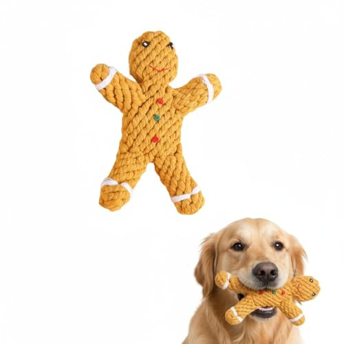 PRETYZOOM Rope Dog Toy Christmas Chew Toy Gingerbread Man Bite Toy for Medium Large Dogs