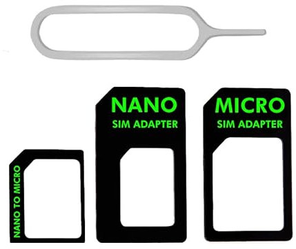 Premium 4 in 1 Pack Nano Micro & Standard Sim Card Adapter - Compatible with all Phone Models