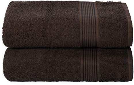 GLAMBURG Baumwolle 2er-Pack Oversized Badetuch-Set 70 x 140 cm, große Badetücher, Ultra saugfähig, kompaktes und leichtes Handtuch — Braun