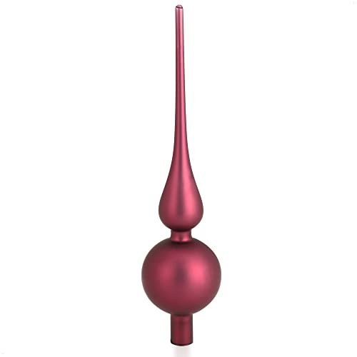 com-four® Weihnachtsbaumspitze - Christbaumspitze aus echtem Glas für Weihnachten - Tannenbaumspitze für den Christbaum (28cm - Rotwein matt)