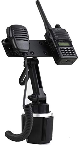 Lido Getränkehalter Halterung mit Höhenverstellung und Mikrofonhalter für Anytone BaoFeng Icom Kenwood Yaesu Wouxon HT's