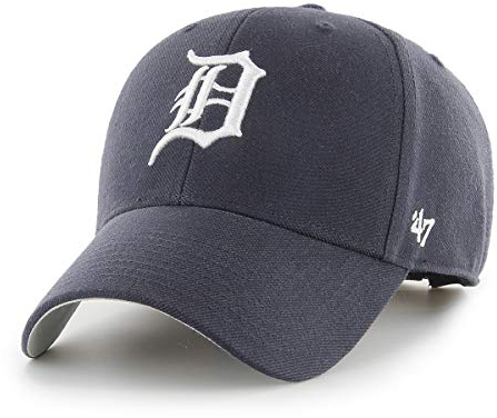 '47 MLB Detroit Tigers MVP Unisex-Baseballkappe, Verstellbar, Hochwertiges Design und Verarbeitung, White Logo, Navy Blue