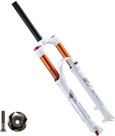 TYXTYX Fourche à Suspension Blanche VTT 2627,5 Pouces Double Chambre à air, pour vélo de Montagne, vélos Tout-Terrain XC, Cyclisme sur Route