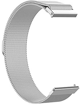 Strap-it 20mm Universal Edelstahl Uhrenarmband - Schnellverschluss Milanese Metallarmband mit Magnetverschluss für Alle (Smart) watches für Damen und Herren - Silber