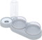 SGerste Cat Bowls with Water Bottle Stand PP Pets Feeding Bowl with Bracket Pet Dining Table Cat Feeder with Raised Stand for Cats Puppy Triple Bowls (Gray)