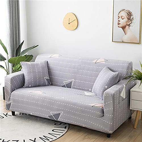 LNXSESN Sofabezug Grau Gestreifte Geometrie Sofaüberwurf Stretch Couch überwurf Elasthan Universal Sofahusse Moderne Anti-Haar Couch überzug Antirutsch Sofa überzug 2 Sitzer