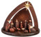 Hansmeier® Moderne Weihnachtskrippe - Krippe für Weihnachten - 58x45x39 cm - inkl. Krippenfiguren - Hochwertige Detailarbeit aus Kunststein in Holzoptik