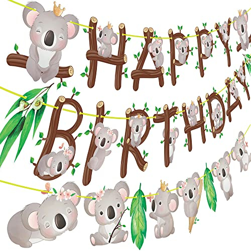 Koala Geburtstag Party Dekorationen Koala Happy Birthday Banner Cartoon Tier Koala Thema Geburtstag Party Supplies