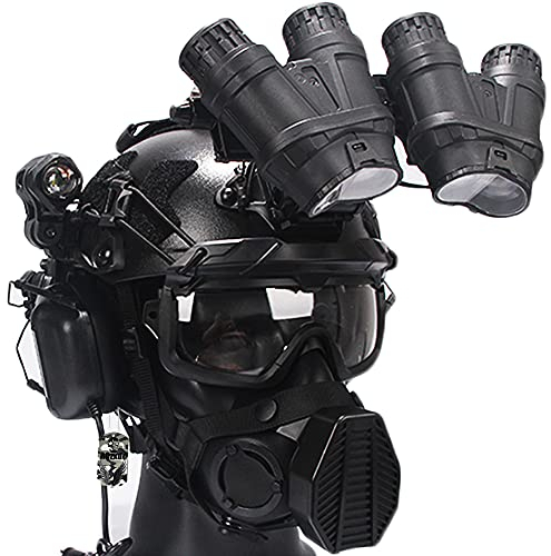 AQzxdc Schweres Taktisches Helmset, Paintball Maske & Headset & Teleskop Modell, Airsoft-Schutzausrüstung für Draußen, mit Aluminiumlegierung L4G24 NVG Halterung,Sets f