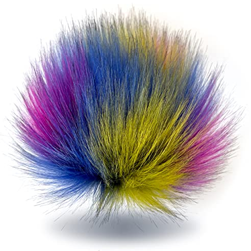 Wohnkult 15-17 cm Kunstfell Bommel mit Druckknopf Pelzbommel Pompon für Mützen Anhänger | 16 Farben (Gelb-PInk-Blau)