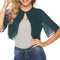 Irevial Cardigan Bolero Mujer Elegante Torera Gasa Manga Corta Shrug Moda Chal Bolero de Gasa Verde, XL