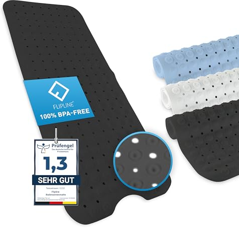 FLIPLINE Badewannenmatte rutschfest Natura Hautsensitiv [100x40 cm] - Aus TPE - KEIN PVC! - Badematte rutschfest BPA frei maschinenwaschbar - für Kinder und Babys - Antirutschmatte Badewanne