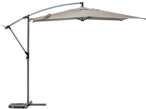 Hespéride - Parasol déporté rond Manoa Taupe et Graphite