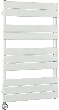 Milano Lustro 600W White Flat Panel Electric Heated Towel Rail Thermostatic - 975mm x 600mm