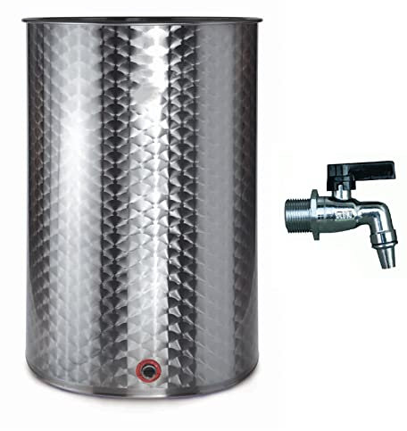 La Zappa Botte in acciaio inox 18/10 per olio e vino Made in Italy (150, Bidone, Tappo, Rubinetto, 1, Acciaio inox 18/10)